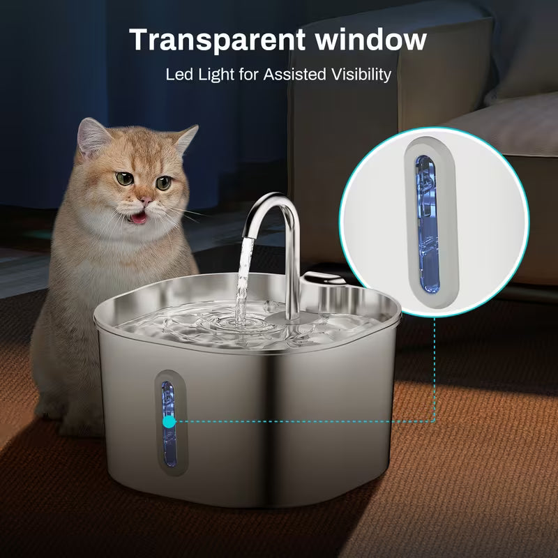 Fuente de Agua para Mascotas 2.2L con Sensor | Acero Inoxidable | Mizupet - imagen 3