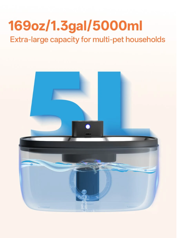 Fuente de Agua Automática para Perros y Gatos 5L | Sin cables, con sensor y agua siempre fresca - imagen 9