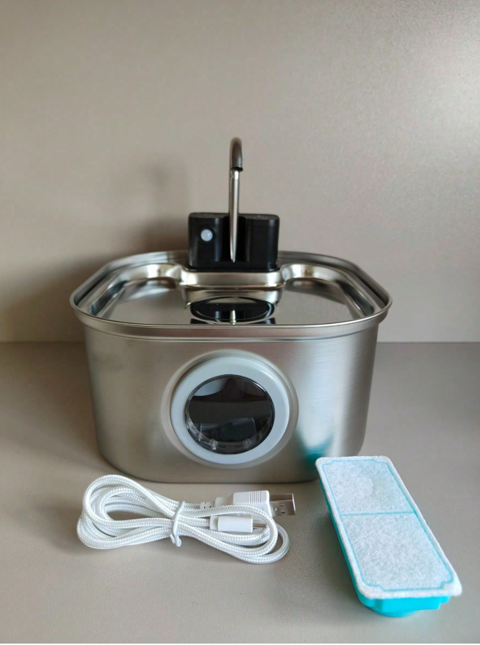 Fuente de agua inalámbrica para mascotas Mizupet 3.2L – Acero inoxidable, automática con sensor y batería recargable - imagen 11
