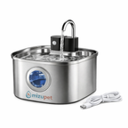 Fuente de agua inalámbrica para mascotas Mizupet 3.2L – Acero inoxidable, automática con sensor y batería recargable - imagen 1